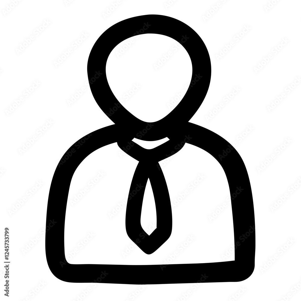 Employee icon with tie, bold style, black color, symbol for professionalism Employee icon with tie, bold style, black color, symbol for professionalism