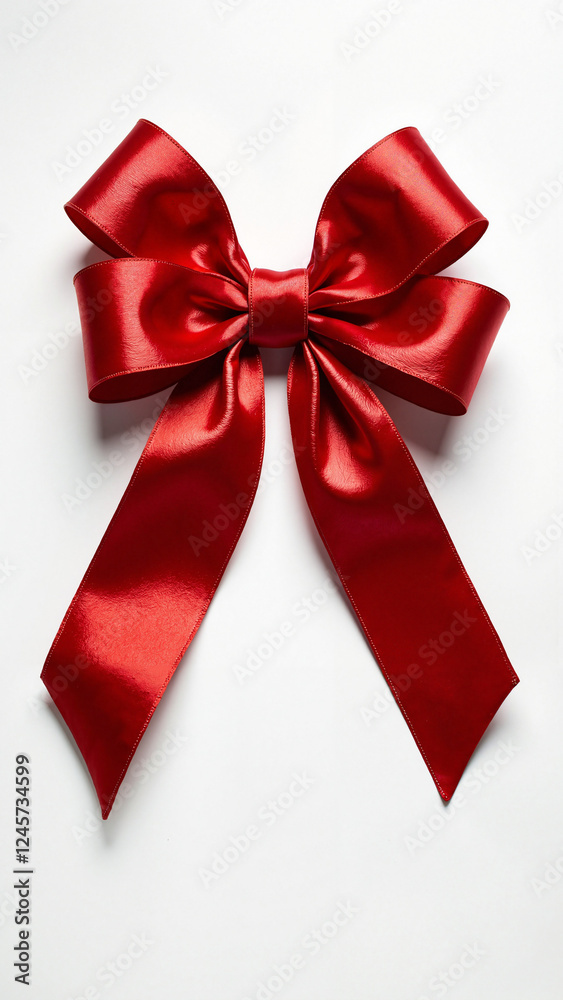 Elegant Red Ribbon Bow Isolated on White: Perfect for Gift Packaging, Holiday Marketing, and Festive Designs Elegant Red Ribbon Bow Isolated on White: Perfect for Gift Packaging, Holiday Marketing, and Festive Designs