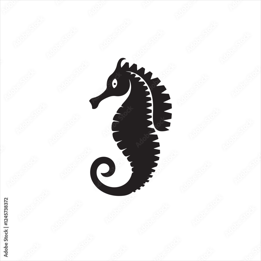 Fototapeta premium Simple Professional Seahorse Icon with Clean Black Lines