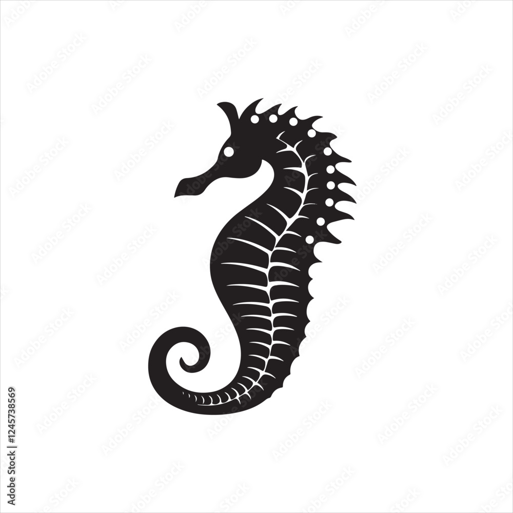 Fototapeta premium Minimalistic Black Seahorse Silhouette Icon on White Background