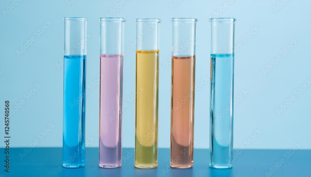 Test tubes with colorful liquids on lab table. Science, research and chemistry concept. Test tubes with colorful liquids on lab table. Science, research and chemistry concept.