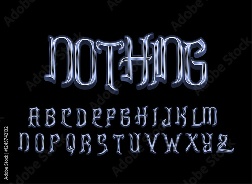 3d nothing chrome psycho glossy metallic metal gothic text effect