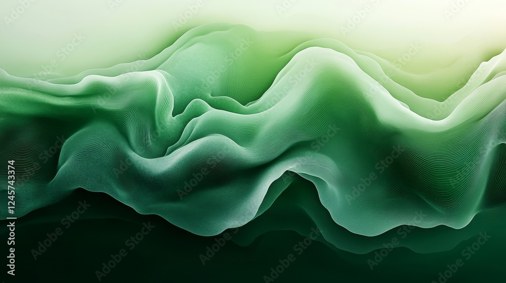 Obraz premium Abstract Swirling Waves in Green Tones
