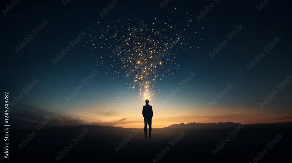 Fototapeta premium Glowing Fireflies Released into the Night Sky