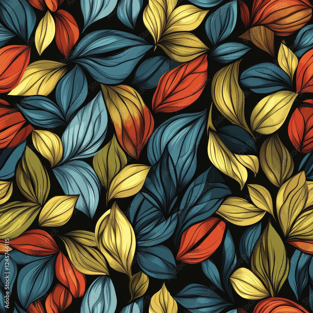 Colorful leaves pattern with vibrant hues Colorful leaves pattern with vibrant hues