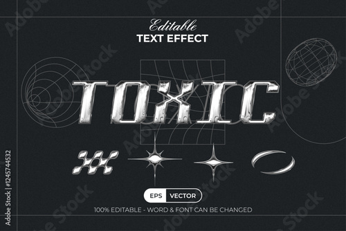 Chrome Toxic Text Effect Style. Editable Text Effect.