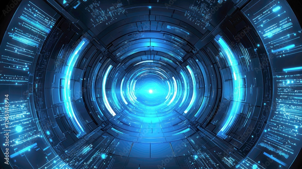 Digital Tunnel: A Futuristic Sci-Fi Background of Abstract Technology and Data Streams. Perfect for Tech and Cyberpunk Themes. Digital Tunnel: A Futuristic Sci-Fi Background of Abstract Technology and Data Streams. Perfect for Tech and Cyberpunk Themes.