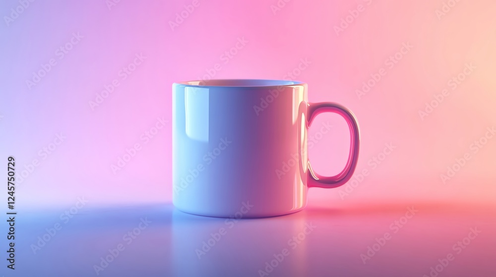 Elegant white mug on colorful background Elegant white mug on colorful background
