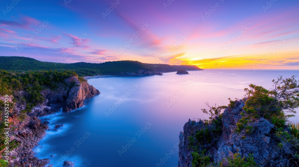 Vibrant Sunset Over Coastal Cliffs and Ocean Vibrant Sunset Over Coastal Cliffs and Ocean