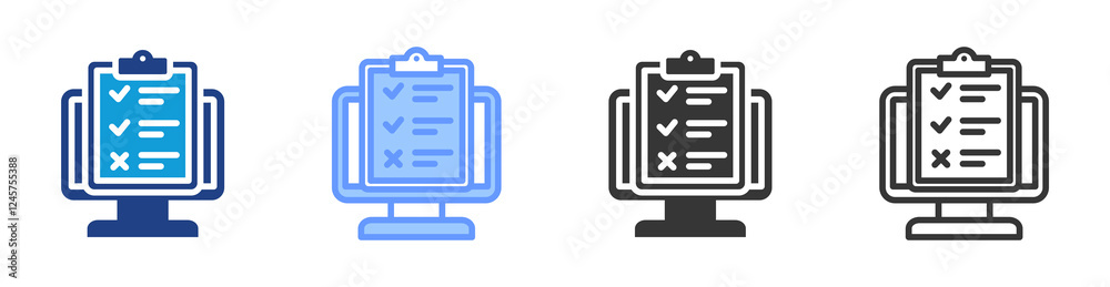 Virtual Testing icon set multiple style collection