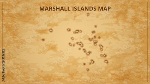 A Vintage Map Depicting the Borders of the Marshall Islands. Marshall Islands map with federal states in A vintage map based background, Political Marshall Islands Map