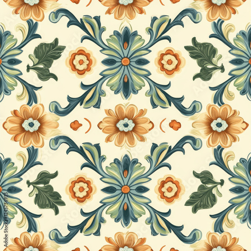 Wallpaper Mural Seamless floral pattern with vintage elegance Torontodigital.ca