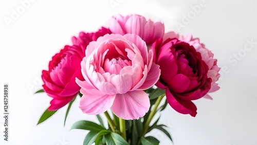 Wallpaper Mural Bouquet of pink and red peonies in a vase on a white background, suitable for floral designs and postcards Torontodigital.ca