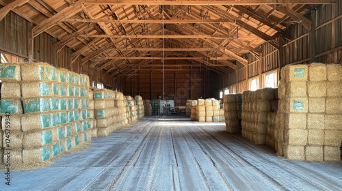 Wallpaper Mural Hay Bales Stored in a Large Barn Torontodigital.ca