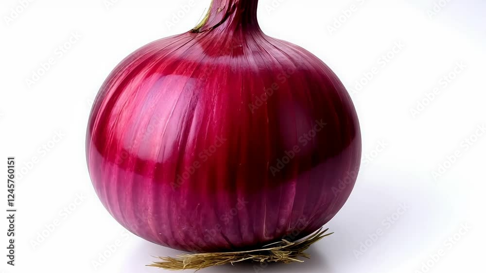 Rotating red onion on white background: dynamic and vibrant closeup sequence