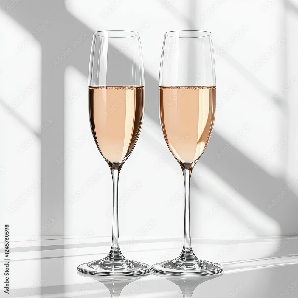 Elegant champagne glasses with blush liquid. Elegant champagne glasses with blush liquid.