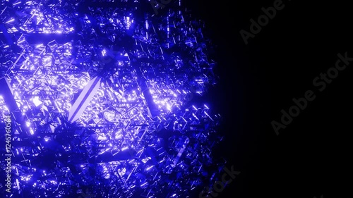 Glowing Purple Fractal Shape Rotating Seamless 3D Loop 60 fps