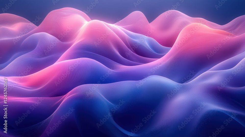 Obraz premium Calm Water Waves Abstract Flowing Blue Lavender Gradient