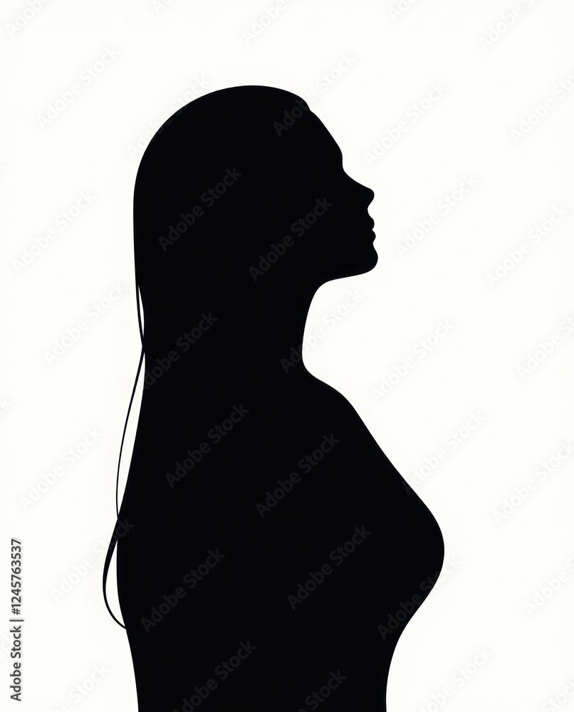 A graceful silhouette of a girl highlights her feminine features against a plain background. The design emphasizes simplicity and artistic expression A graceful silhouette of a girl highlights her feminine features against a plain background. The design emphasizes simplicity and artistic expression