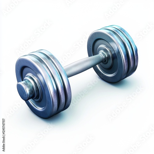 dumbbell with metallic reflections, isolated on white