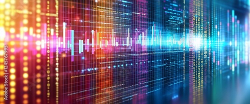 Wallpaper Mural Data streams flow, vibrant colors, digital background, tech concept Torontodigital.ca