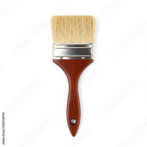  High-quality wooden handle paintbrush with soft bristles for painting and art projects,isolated on white