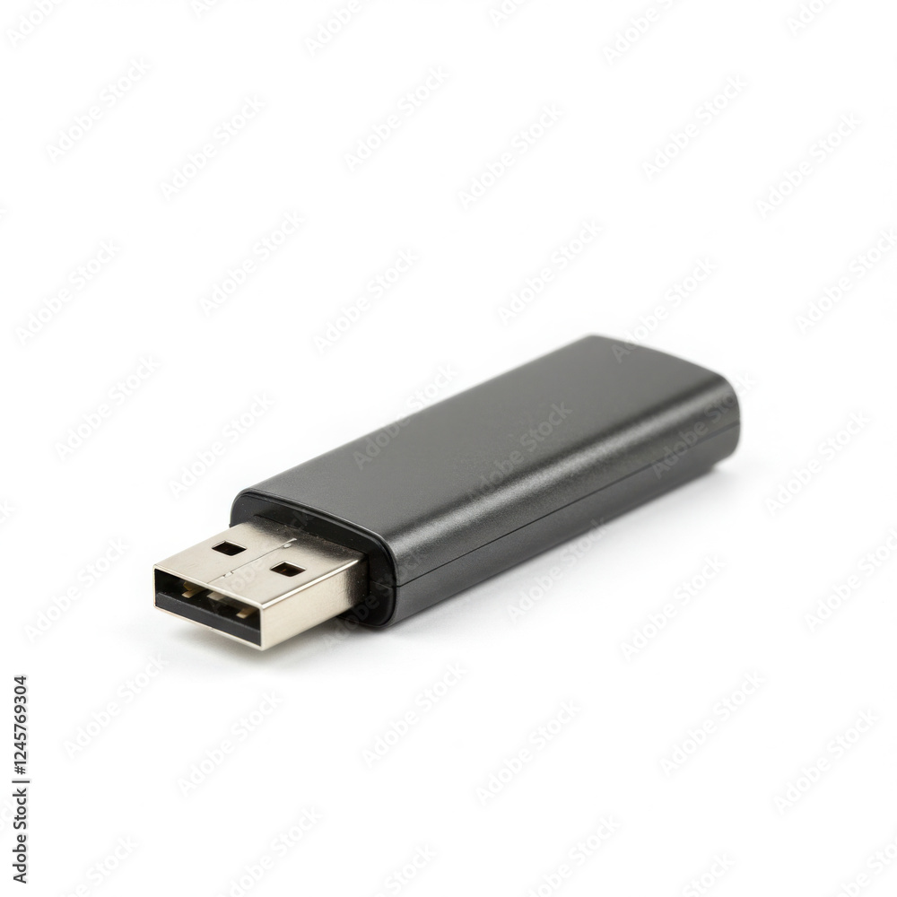 Modern gray USB flash drive,isolated on white Modern gray USB flash drive,isolated on white