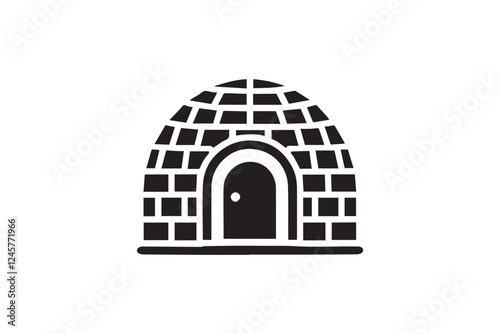 Igloo vector silhouette isolated in white background