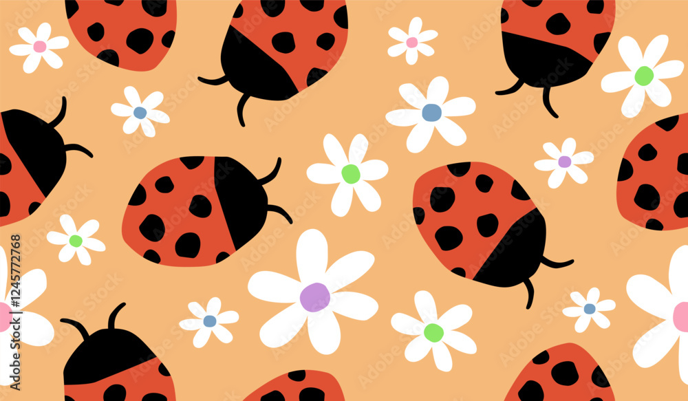 Cute ladybug pattern background vector design