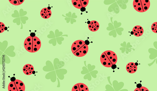 Cute ladybug pattern background vector design
