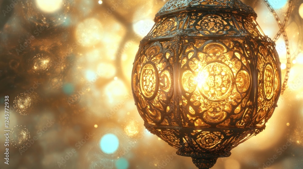 Ornate Ramadan Lantern with Mystical Glow