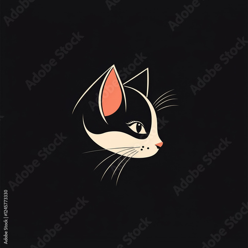 simple logo, cat, canvas, 2d, vectordesign  photo