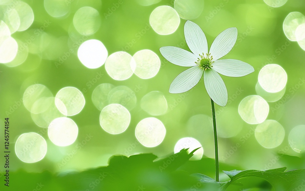 Delicate white flower in spring forest bokeh Delicate white flower in spring forest bokeh