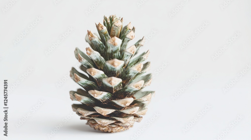 Single pine cone on white background, nature photography, winter Single pine cone on white background, nature photography, winter