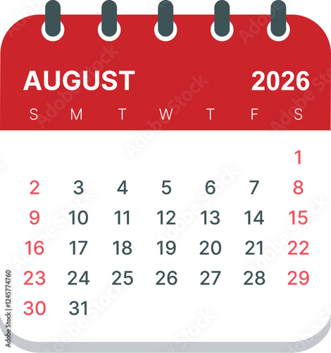 2026 calender-August