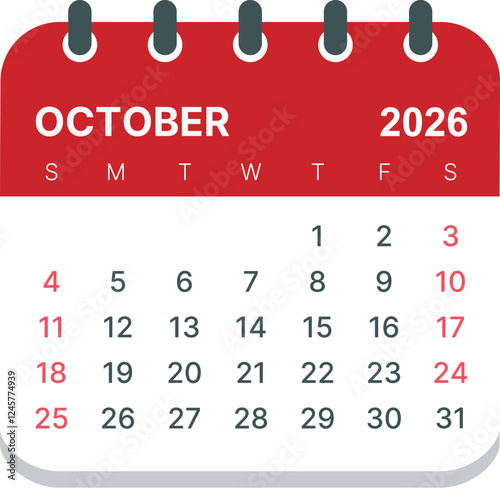 2026 calender-October