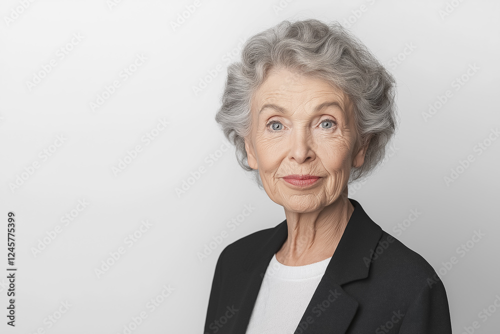 A studio portrait of a very elderly woman with an expression of surprise, her mouth slightly open in wonder A studio portrait of a very elderly woman with an expression of surprise, her mouth slightly open in wonder