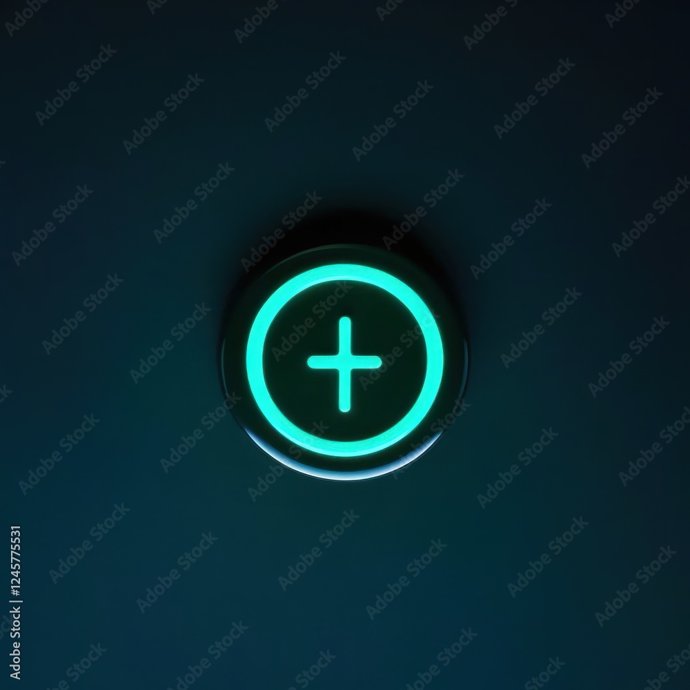 Fototapeta premium Green button with a plus sign on it