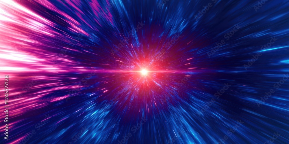 Blue and pink light with a red star in the middle Blue and pink light with a red star in the middle