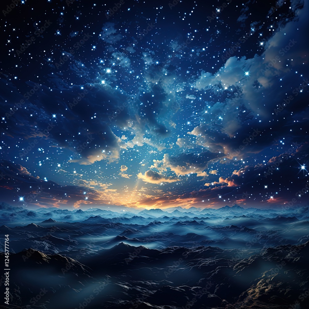 Seamless Night Sky Print Pattern Background with Cosmic Elements Seamless Night Sky Print Pattern Background with Cosmic Elements