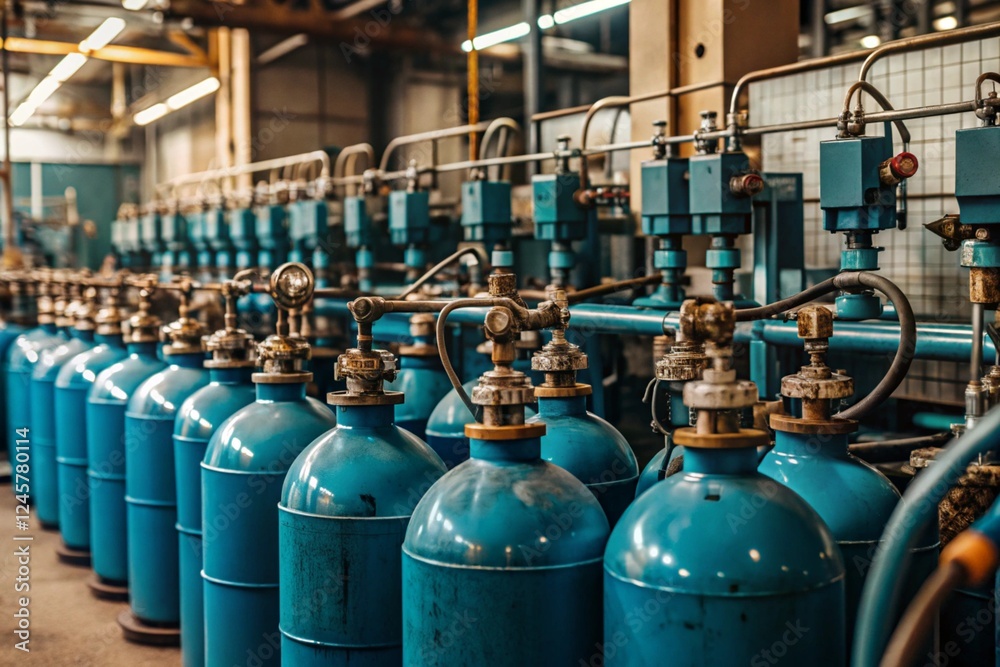 Production of gas cylinders. Cylinders with technical gases. Fragments of an oxygen tank. Tanks for liquid oxygen. Production of gas cylinders. Cylinders with technical gases. Fragments of an oxygen tank. Tanks for liquid oxygen.