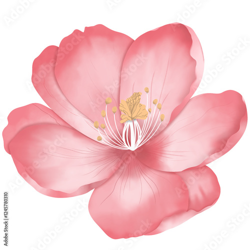 Fototapeta Naklejka Na Ścianę i Meble -  Golden Stamen, Soft Petals: A Floral Wonder