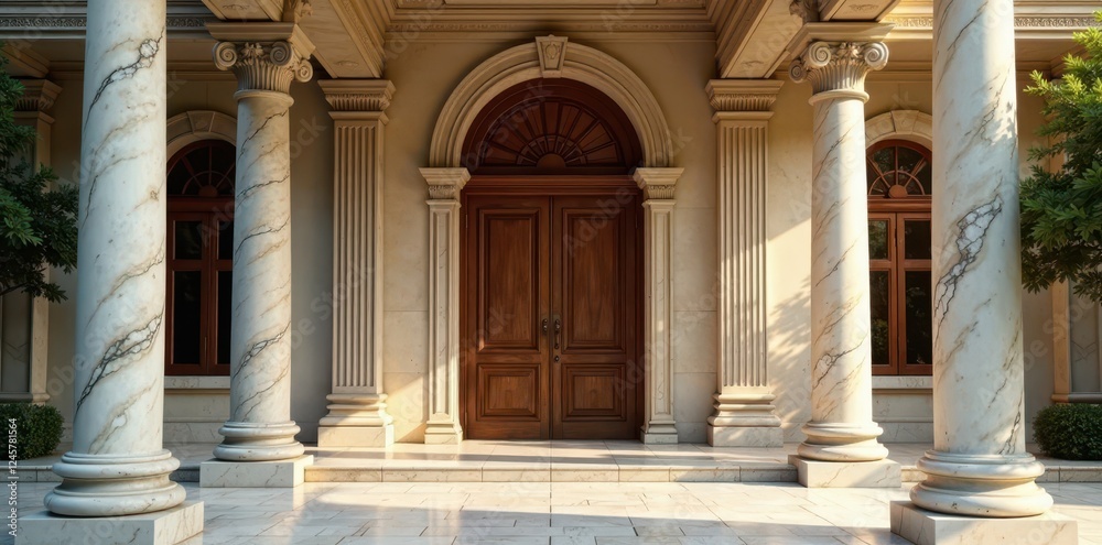Obraz premium Classical architecture entrance with a marble column , marble, antique, stone