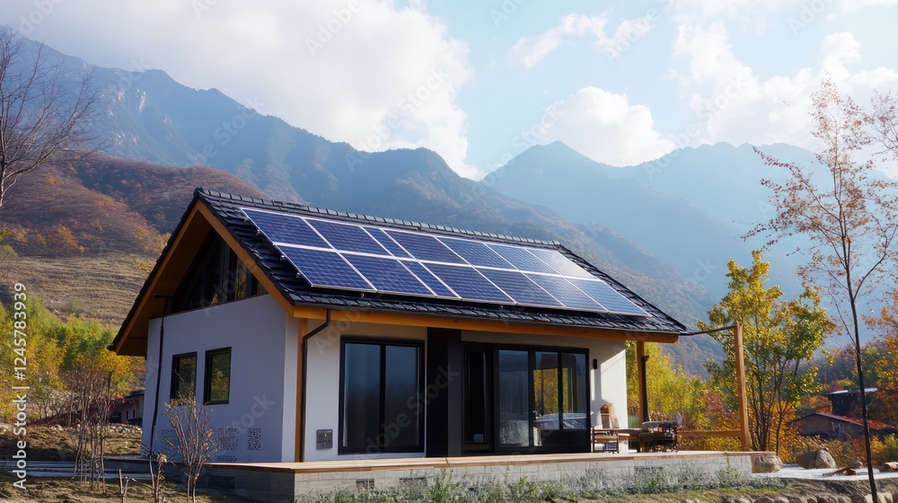Fototapeta premium Off-grid solar systems integrated with graphene batteries for efficient energy storage and use