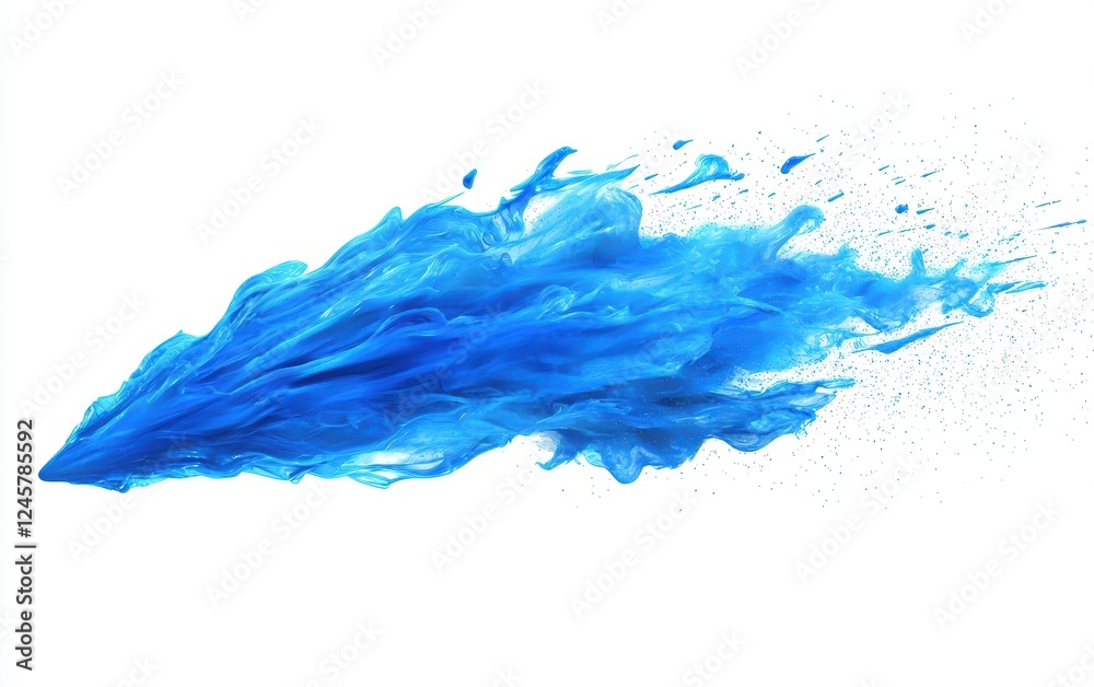 Intense high-speed paint jet forming a powerful dynamic effect, isolated on white Intense high-speed paint jet forming a powerful dynamic effect, isolated on white