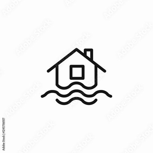flood house water danger icon vector sign