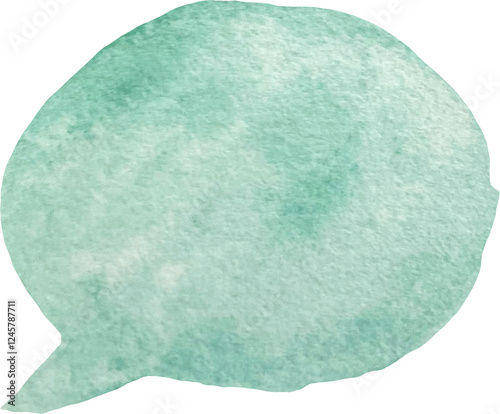 Watercolor green speech and thought communication bubble