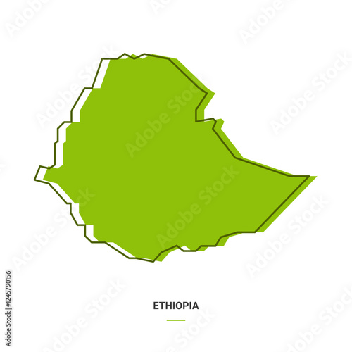 Ethiopia Outline Map with Green Colour. Modern Simple Line Cartoon Design - EPS 10 Vector