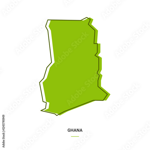 Ghana Outline Map with Green Colour. Modern Simple Line Cartoon Design - EPS 10 Vector