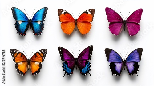 Wallpaper Mural Six Vibrant Butterflies on White Background Torontodigital.ca